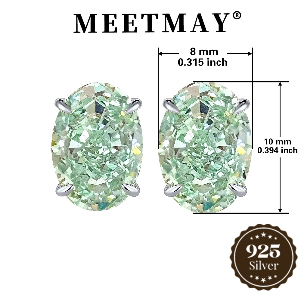 S925 Crushed Ice Cut Mint Green Zirconia Stud Earrings, Hypoallergenic